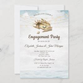 Seashells, Sea, String Lights Script-Verlobung Einladung