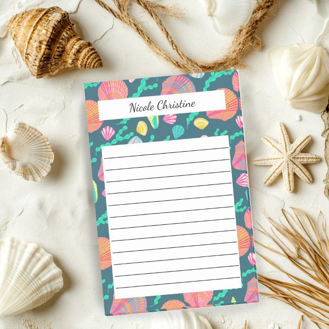 Seashells & Seetang Tropical Beach CUSTOM Notepad Post-it Klebezettel (Seashells & Seaweed Tropical Beach CUSTOM Notepad
)