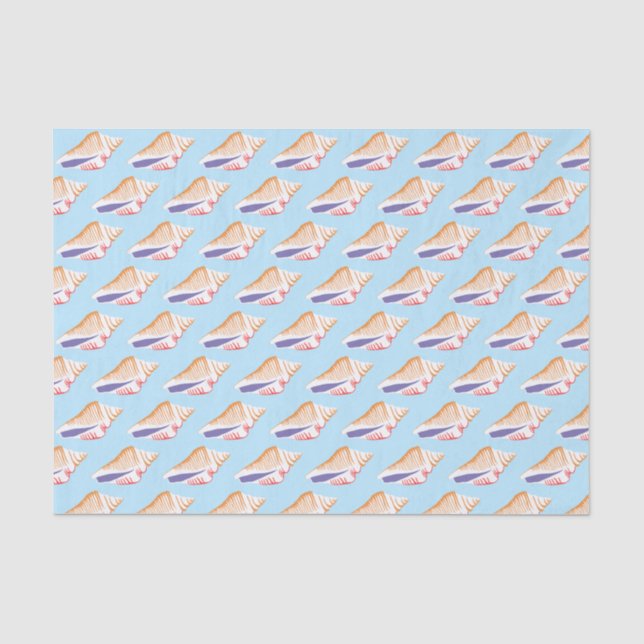 Seashells Simple Sea Ocean Muster Blau Seidenpapier (Vorderseite)