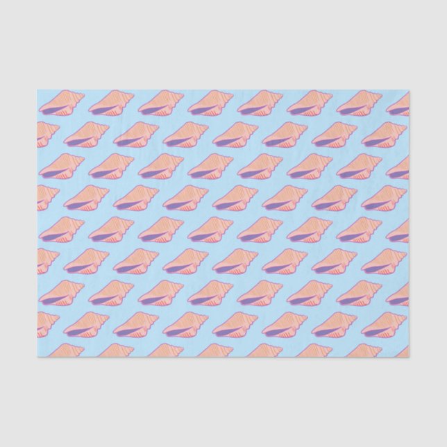 Seashells Simple Sea Ocean Muster Pink Blau Seidenpapier (Vorderseite)