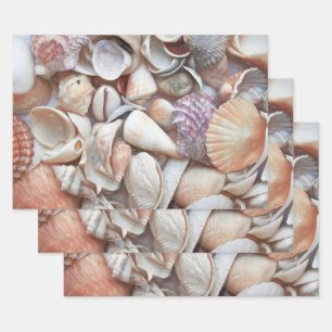 Seashells Sketch Ocean Nautical Beach Decoupage Geschenkpapier Set