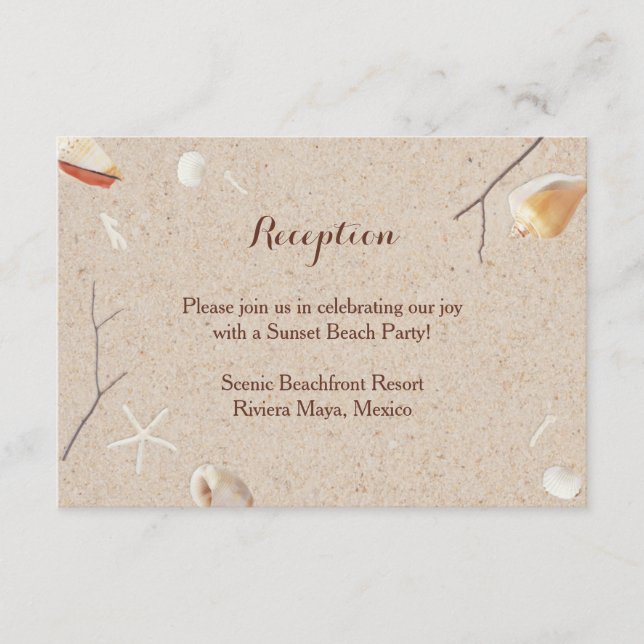 Seashells & Starfish auf der Hochzeitstagung am St Begleitkarte (Vorderseite)