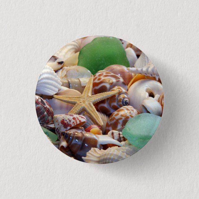 Seashells Starfish & Sea Glass Button (Vorderseite)