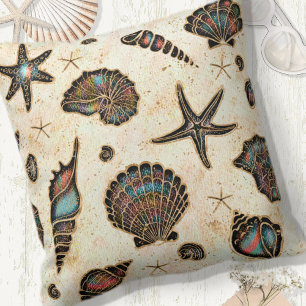Seashells Starfish Watercolor Rainbow ID782 Kissen