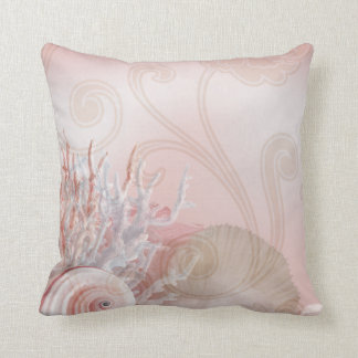 Seashells u. korallenrotes Rosa des Strand-Dekors Kissen