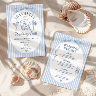 Seashells und Hochzeitsglocken Bachelorette Einladung