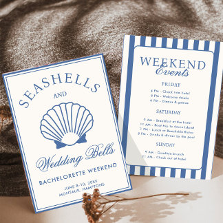 Seashells und Hochzeitsglocken Bachelorette Einladung