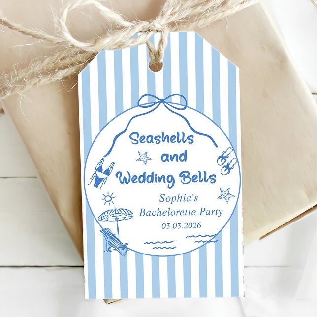 Seashells und Hochzeitsglocken-Junggeselinnen-Absc Geschenkanhänger (Von Creator hochgeladen)