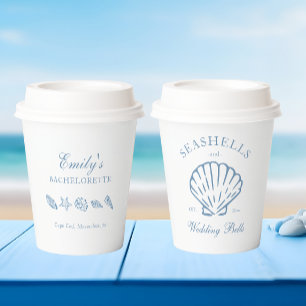 Seashells und Hochzeitsglocken-Junggeselinnen-Absc Pappbecher