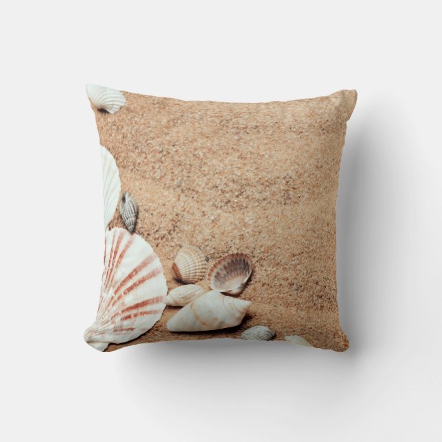 Seashells und Sand-Wurfs-Kissen Kissen (Vorderseite)