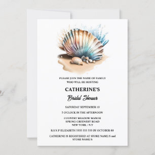 Seashells Wassersport Sand Strand iridescent chic Einladung