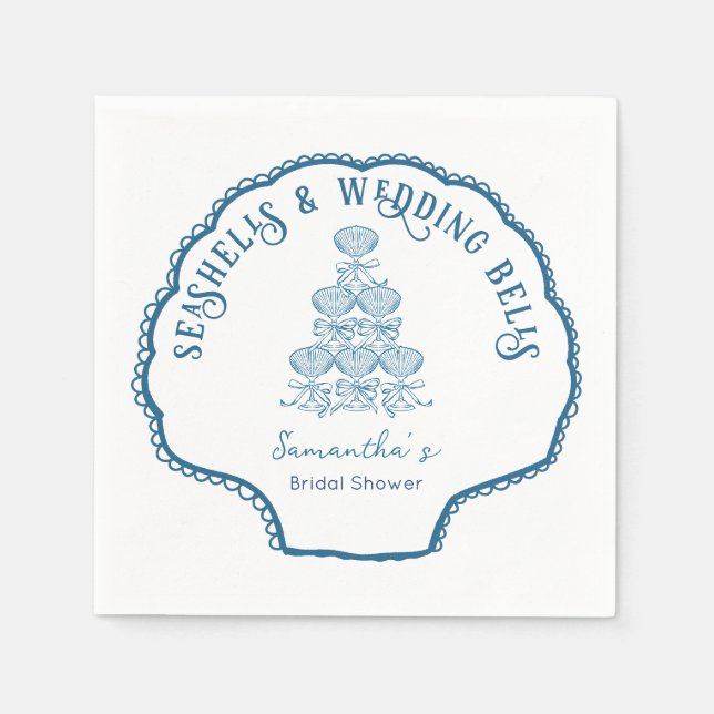 Seashells & Wedding Bells Bachelorette Party Serviette (Vorderseite)
