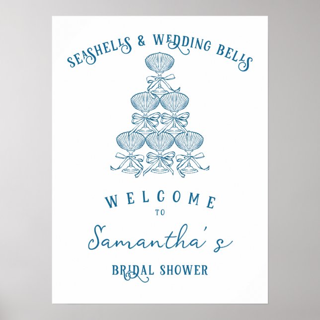 Seashells & Wedding Bells Bachelorette Welcome Poster (Vorne)