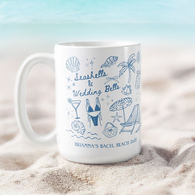 Seashells wedding bells bridesmaids gifts custom kaffeetasse (Seashells wedding bells beach seaside bachelorette party bridesmaids gifts custom coffee mug)
