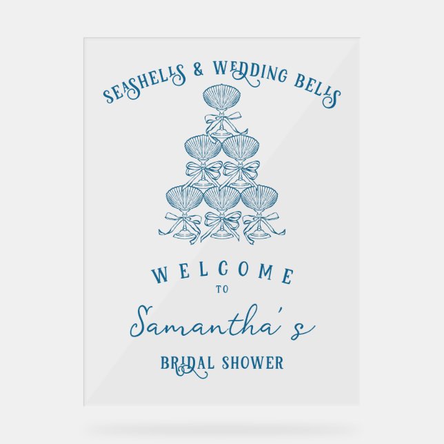 Seashells Wedding Bells Coastal Bachelorette Party Acrylschild (Vorderseite)