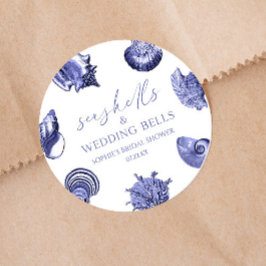 Seashells & Wedding Bells Elegantes Brautparty Runder Aufkleber