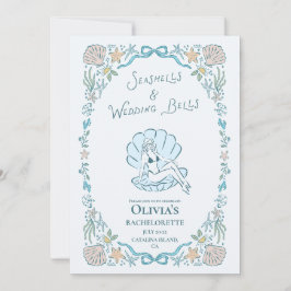 Seashells Wedding Bells Whimsical Bachelorette Einladung