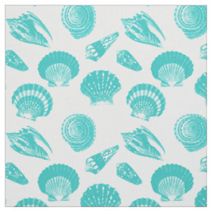Seashells - weiches Aqua und Weiß Stoff