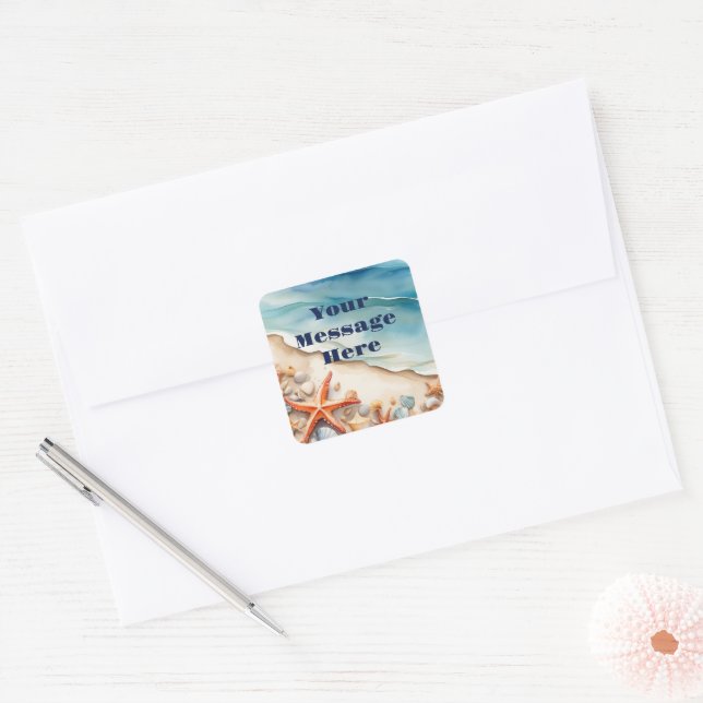 Seashore Bliss Beach Party Quadratischer Aufkleber (Umschlag)