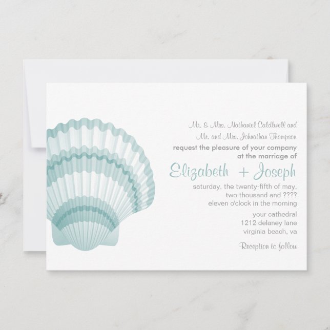 Seashore Elegante Hochzeit Einladung (Vorderseite)