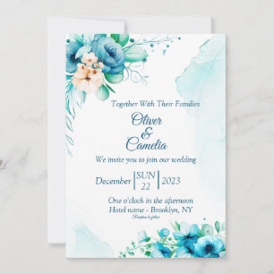 SeaShore Floral et Faire-part de mariage aquarelle