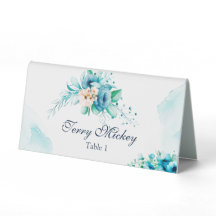 Seashore Floral Wedding Name Card