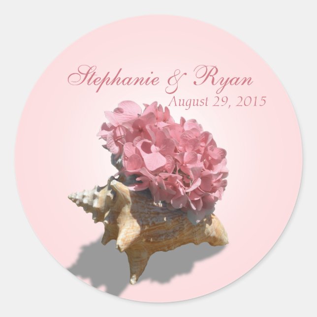Seashore Hydrangea Pink Runder Aufkleber (Vorderseite)