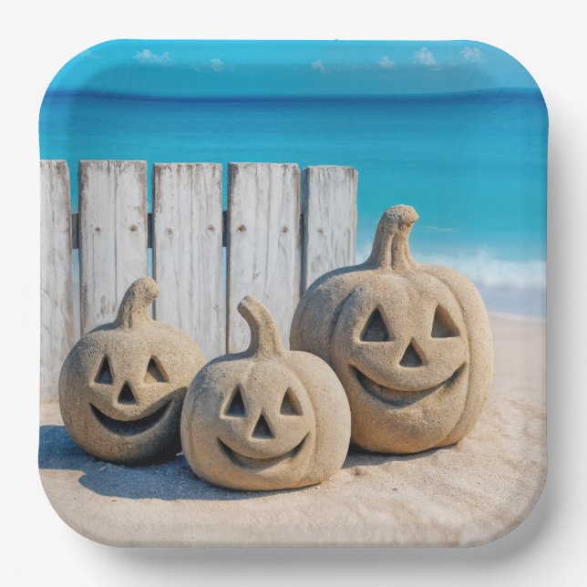 Seashore Sand Jack o' Lanterns  Pappteller (Vorderseite)