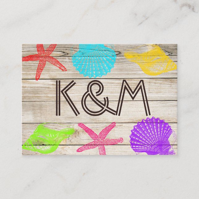Seashore Wood Wedding Platzkarten (Vorderseite)
