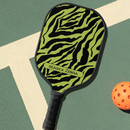 Seasick Zebra, grün und schwarz Streifen Muster Pickleball Schläger