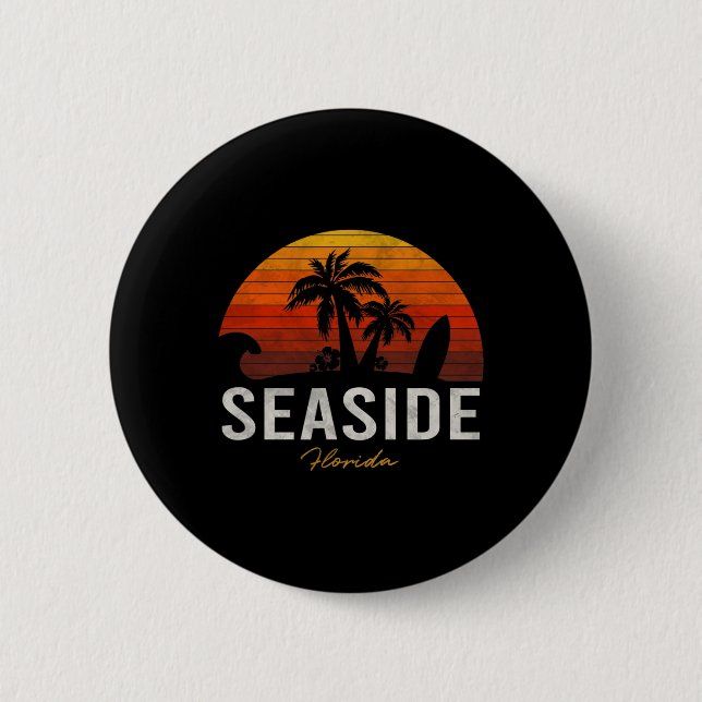 Seaside Beach Florida Fl Palms Button (Vorderseite)