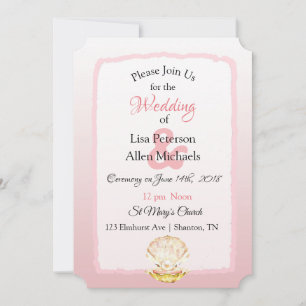 Seaside Coral Clam and Pearl Wedding Einladungen