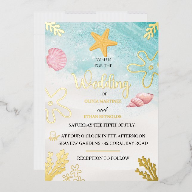 Seaside Elegance Foil Invitation Folieneinladung (Briefumschlag)