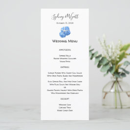 Seaside Garden Blue Tall Wedding Menü Vorlage