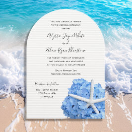 Seaside Garden Blue Wedding Arch Einladung