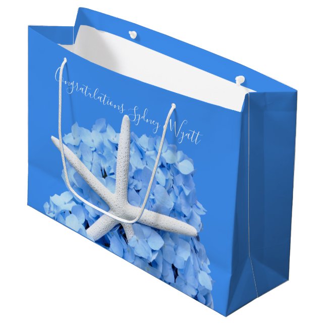 Seaside Garden Starfish Hochzeitsgratulation Große Geschenktüte (Vorderseite Schrägansicht)