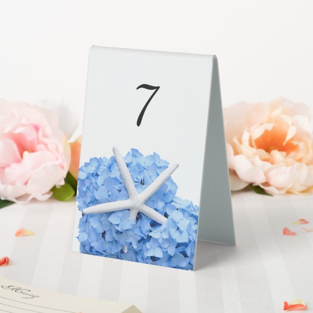 Seaside Garden Tall Tented Tischnummer Signs Tischaufsteller (In Situ (Hochzeit))