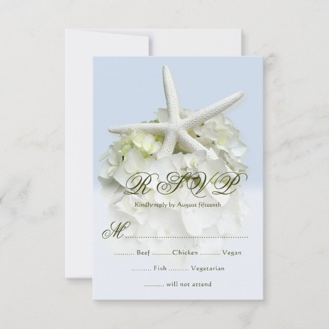 Seaside Garden Wedding 5 Wahlmenüs UAWG RSVP Karte (Vorderseite)