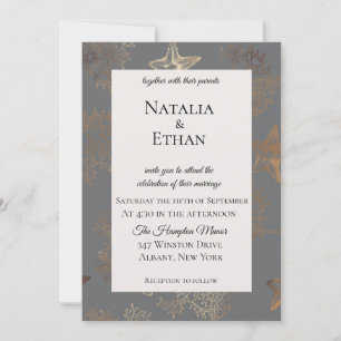 Seaside Llow Starfish Corail Faire-part de mariage