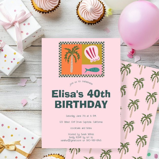 Seaside Modern Niedlich CUSTOM Geburtstagsparty Einladung (Seaside Soiree Modern Cute CUSTOM Birthday Party Invitation
)
