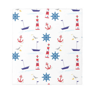 Seaside nautical theme pattern nahtlose Tapete Notizblock