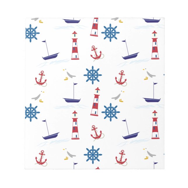 Seaside nautical theme pattern nahtlose Tapete Notizblock (Vorderseite)