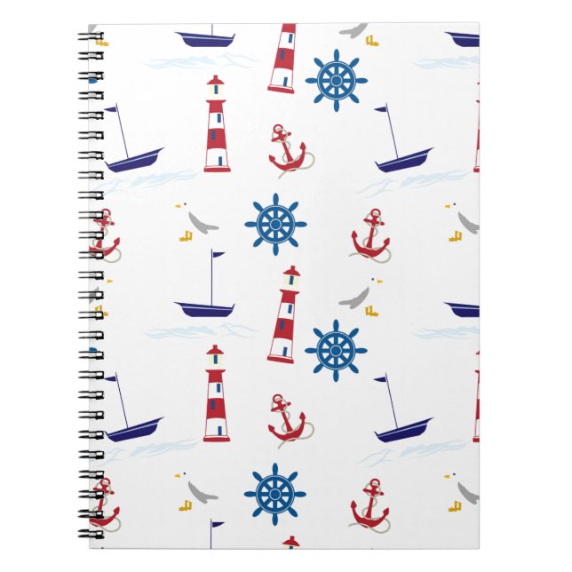 Seaside nautical theme pattern nahtlose Tapete Notizblock (Vorderseite)