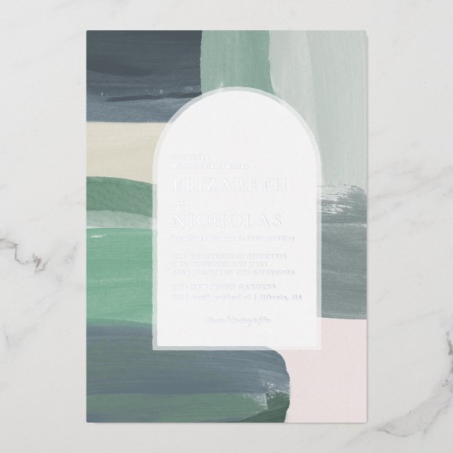 Seaside Ocean Glass | Boho Wedding Folieneinladung (Vorderseite)