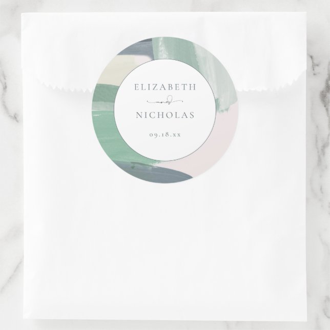 Seaside Ocean Glass | Monografische Hochzeit Runder Aufkleber (Tasche)