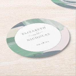 Seaside Ocean Glass | Monografische Hochzeit Runder Pappuntersetzer