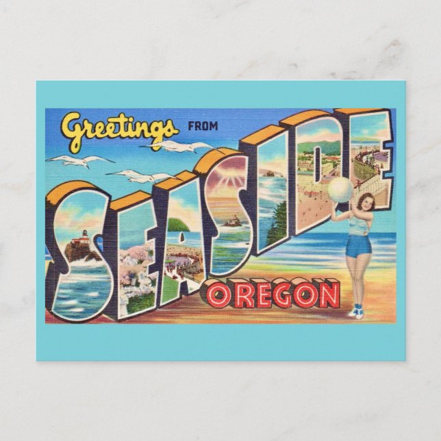 Seaside Oregon Vintag Gruß Postkarte (Vorderseite)