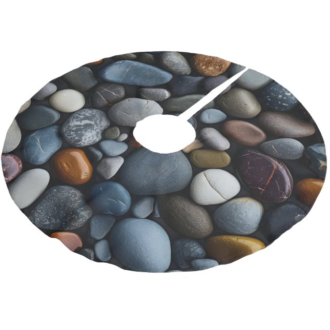 Seaside Pebbles Tree Skirt Polyester Weihnachtsbaumdecke (Schrägansicht)