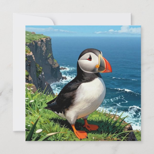 Seaside Puffin Illustration | Blank Karte (Vorderseite)