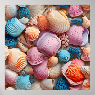 Seaside Seashells Art Poster